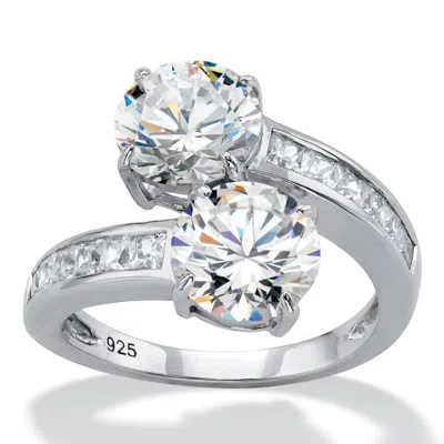 Palm Beach Jewelry 4.96 Tcw Cz Sterling Silver 2-stone Ring In White