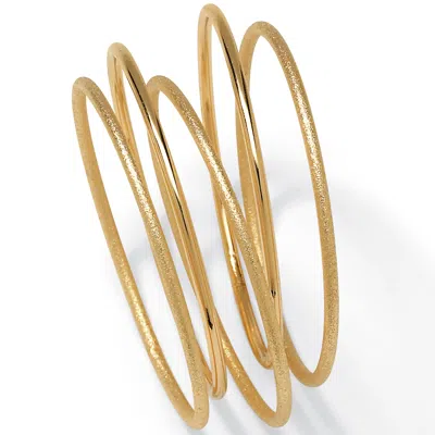 Palm Beach Jewelry 5 Piece Bangle Bracelet Set In Textured And Polished Yellow Goldtone