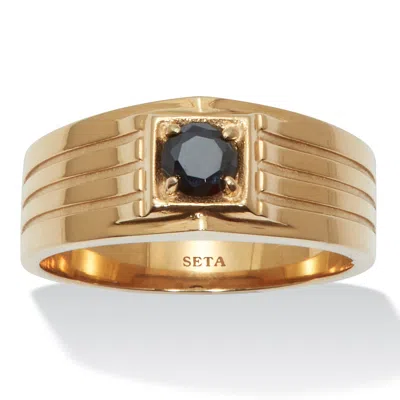 Palm Beach Jewelry .5 Tcw Men's Round Black Cubic Zirconia Gold Ion-plated Stainless Steel Ring