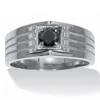 Palm Beach Jewelry .5 Tcw Men's Round Black Cubic Zirconia Stainless Steel Ring