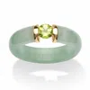 Palm Beach Jewelry .50 Tcw Round Green Peridot And Genuine Jade 10k Yellow Gold Cabochon Ring In Green