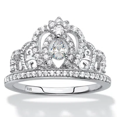 Palm Beach Jewelry .51 Tcw Cz .925 Sterling Silver Crown Ring In White