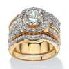 Palm Beach Jewelry 5.15 Tcw Round Cubic Zirconia Halo Bridal Ring Set 18k Gold-plated In White