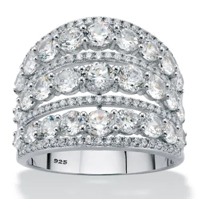 Palm Beach Jewelry 5.23 Tcw Cz Sterling Silver Multirow Cocktail Ring In White