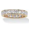 Palm Beach Jewelry 5.29 Tcw Princess-cut Cubic Zirconia 18k Gold-plated Silver Eternity Ring In White