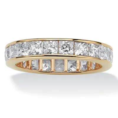 Palm Beach Jewelry 5.29 Tcw Princess-cut Cubic Zirconia 18k Gold-plated Silver Eternity Ring In White
