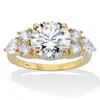 Palm Beach Jewelry 5.38 Cttw. Round Cubic Zirconia 14k Gold Plated Sterling Silver Engagement Ring