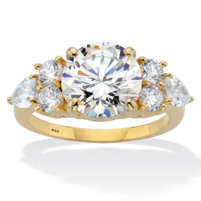 Palm Beach Jewelry 5.38 Cttw. Round Cubic Zirconia 14k Gold Plated Sterling Silver Engagement Ring In White