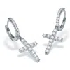 Palm Beach Jewelry .54 Tcw Cubic Zirconia Cross Chram Silvertoneearrings In White