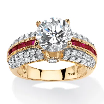 Palm Beach Jewelry 5.52 Tcw Round Cz Ring In Gold-plated Sterling Silver In White