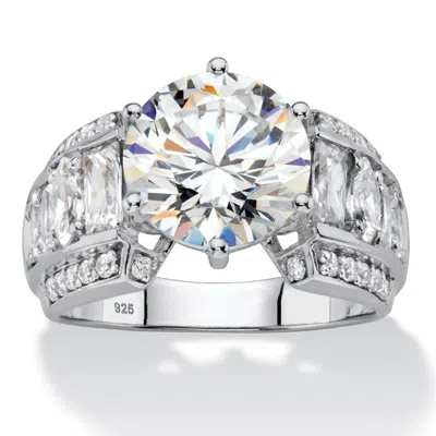Palm Beach Jewelry 5.56 Tcw Cz Platinum-plated Silver Bridal Ring In White