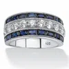 Palm Beach Jewelry 5.60 Tcw Cz And Created Sapphire Ring In Platinum-plated Sterling Silver In White