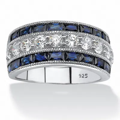 Palm Beach Jewelry 5.60 Tcw Cz And Created Sapphire Ring In Platinum-plated Sterling Silver In White