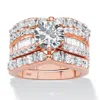 Palm Beach Jewelry 5.62 Tcw Cubic Zirconia 18k Rose Gold-plated .925 Silver 3-piece Bridal Ring Set In White