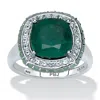 Palm Beach Jewelry 5.62 Tcw Cushion Cut Simulated And Genuine Green Emerald Sterling Silver Ring In Green
