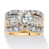 Palm Beach Jewelry 5.62 Tcw Round Cubic Zirconia Bridal 14k Gold-plated Silver 3 Piece Ring Set In White