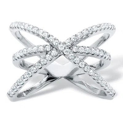 Palm Beach Jewelry .57 Tcw Cz Sterling Silver Crossover Ring In White