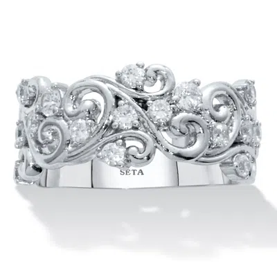 Palm Beach Jewelry .58 Tcw Platinum-plated Cubic Zirconia Vintage Ring In White