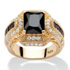 Palm Beach Jewelry 5.81 Tcw Black Cubic Zirconia Ring In 14k Yellow Gold-plated Sterling Silver In Black