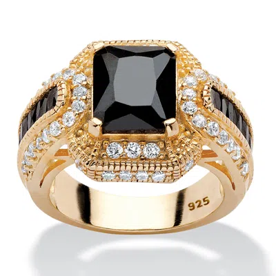 Palm Beach Jewelry 5.81 Tcw Black Cubic Zirconia Ring In 14k Yellow Gold-plated Sterling Silver