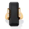 Palm Beach Jewelry .59 Tcw Onyx And Cz Gold-plated Silver Ring In Yellow