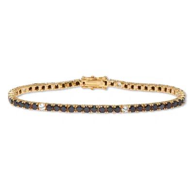 Palm Beach Jewelry 5.9 Tcw Round Black And White Cz Sterling Silver Tennis Bracelet 8-inch
