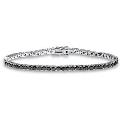 Palm Beach Jewelry 5.9 Tcw Round Black Cubic Zirconia Platinum-plated Tennis Bracelet 7 3/4-inch