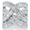 Palm Beach Jewelry 5.95 Cttw. Platinum-plated Silver Baguette Cubic Zirconia Crossover Ring
