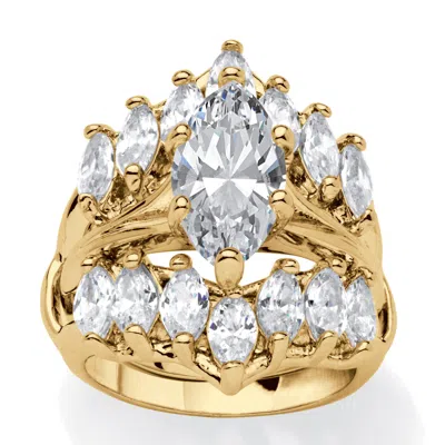 Palm Beach Jewelry 5.98 Tcw Marquise Cz Jacket Bridal Set Goldtone In Yellow