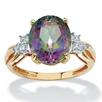 Palm Beach Jewelry 6 Tcw Genuine Fire Topaz Ring In 18k Yellow Gold-plated Sterling Silver In Multi