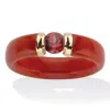 Palm Beach Jewelry .60 Cttw. Genuine Red Jade And Round Cut Red Garnet 10k Solid Gold Ring In Red