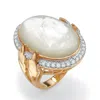 Palm Beach Jewelry .60 Tcw Cubic Zirconia And Genuine Mother-of-pearl Gold-plated Ring In White