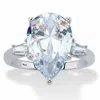 Palm Beach Jewelry 6.03 Cttw. Pear-cut Cubic Zirconia Platinum Over Silver Engagement Ring