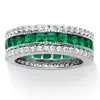 Palm Beach Jewelry 6.03 Tcw Simulated Emerald Eternity Ring In Platinum-plated Sterling Silver In Green