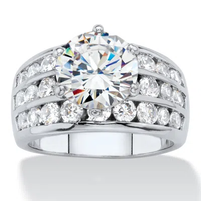 Palm Beach Jewelry 6.12 Tcw Round Cubic Zirconia Platinum-plated Channel-set Cocktail Ring In White