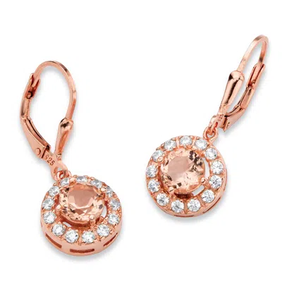 Palm Beach Jewelry 6.13 Tcw Simulated Pink Morganite Cz Rose Gold-plated Sterling Silver Earrings