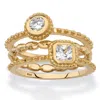 Palm Beach Jewelry .62 Tcw Cz Gold-plated Silver Stack Ring Set In Yellow