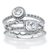 Palm Beach Jewelry .62 Tcw Cz Sterling Silver Stack Ring Set In White