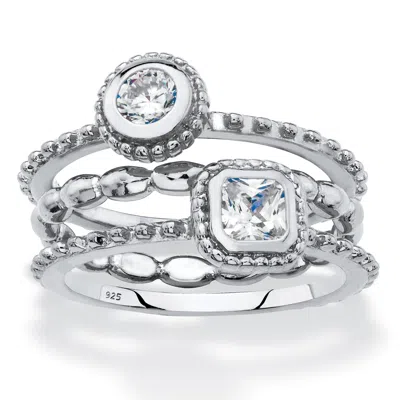 Palm Beach Jewelry .62 Tcw Cz Sterling Silver Stack Ring Set In White