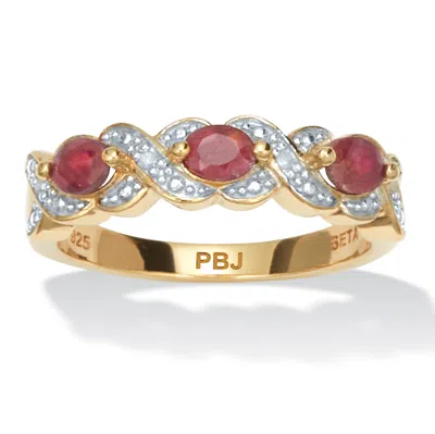 Palm Beach Jewelry .62 Tcw Genuine Red Ruby 18k Gold-plated Ring In Pink