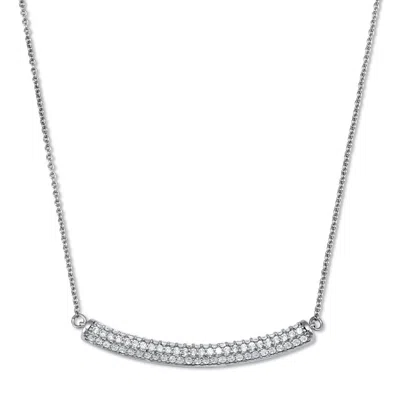 Palm Beach Jewelry .62 Tcw Round Cubic Zirconia Platinum-plated Bar Necklace 18 To 20-inch
