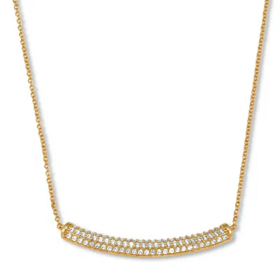 Palm Beach Jewelry .62 Tcw Round Cubic Zirconia Yellow Gold-plated Bar Necklace 18 To 20-inch