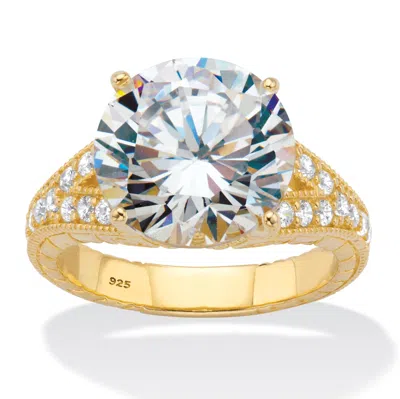 Palm Beach Jewelry 6.30 Cttw. Round Cz Gold-plated .925 Silver Milgrain Split Shank Engagement Ring In White