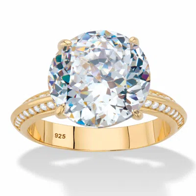 Palm Beach Jewelry 6.32 Cttw. Round Cz Gold-plated Sterling Silver Tapered Engagement Ring In White