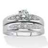 Palm Beach Jewelry .64 Cttw. Round Cubic Zirconia Platinum-plated Silver 2 Piece Bridal Ring Set