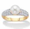 Palm Beach Jewelry .64 Tcw Genuine Pearl And Cz Ring In Yellow