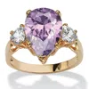Palm Beach Jewelry 6.41tcw Purple Pear-shaped Cubic Zirconia Ring Yellow Gold-plated In Purple