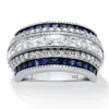 Palm Beach Jewelry 6.48 Cttw. Cubic Zirconia And Simulated Sapphire Platinum-plated Silver Ring In White