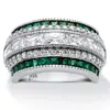 Palm Beach Jewelry 6.48 Cttw. Platinum-plated Sterling Silver Emerald-cut Cubic Zirconia Row Ring In White