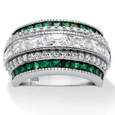 Palm Beach Jewelry 6.48 Cttw. Platinum-plated Sterling Silver Emerald-cut Cubic Zirconia Row Ring In White